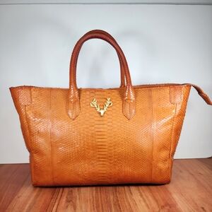 Taxidermy Large Python Snake Tote Handbag Superb Vintage